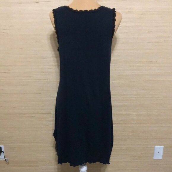 Lauren Ralph Lauren Dark Navy V-neck Black Lace-Trimmed Nightgown Dress sz Small - Picture 7 of 11